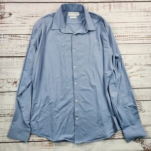 Mizzen+Main Leeward Dress Shirt Mens XL Standard Fit Blue Long Sleeve